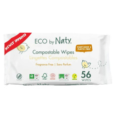 Дитячі вологі серветки торговельної марки “ECO BY NATY”. Без запаху, 56 шт в упаковці.